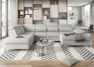 Sit&more Wohnlandschaft »Cabrio U-Form, B: 359 cm, mit Sitztiefen-, Arm- & Kopfteilverstellung« 3 Nierenkissen, Federkern, optional Bettfunktion und Stauraum