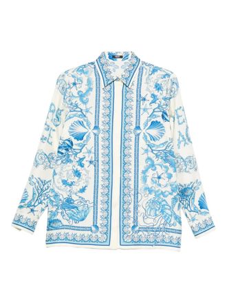 Versace seashell-print shirt - women - Silk - 40 - Blue