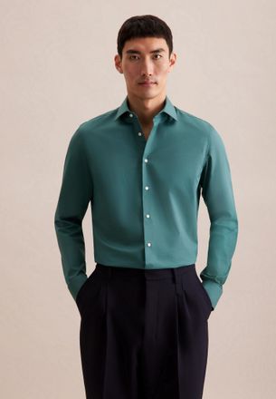 Seidensticker Businesshemd SEIDENSTICKER Slim, Herren, Gr. M (40), normale &Auml;rmell&auml;ngen, gr&uuml;n, 100% Baumwolle, unifarben, slim fit, 2-Knopf-Manschette, Hemden Busine
