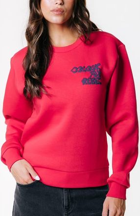 Colourful rebel Logo Wave Relaxed Sweat in Red at Nordstrom, Size X-Small Eu