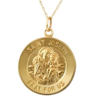 Pompeii3 14k Yellow Gold St. Joseph Medal Pendant.5 Tall 2.5 Grams