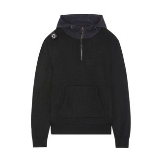 Mastrum Hoodies, male, Black, Size: L Quarter Zip Hooded Knit for Autumn/Winter