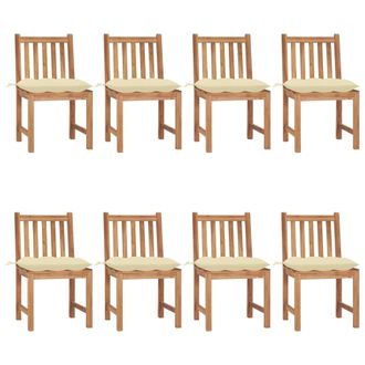 vidaXL Sillas De Jard&iacute;n 8 Unidades Madera Maciza De Teca Con Cojines Vidaxl