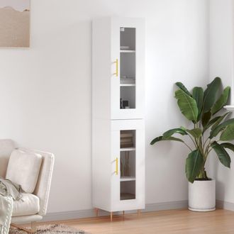 vidaXL Aparador Alto Madera Contrachapada Blanco 34,5x34x180 Cm Vidaxl