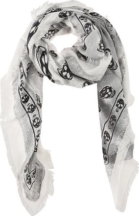 Alexander McQueen Witte Sjaal met Trompe LOeil Print - Heren - Sjaals - Wit - ONE Size - Accessoires