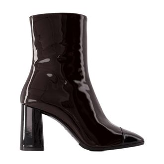 Carel Womens Donna Ankle Boots - Carel Patent Leather Brown-Black Shoes Pumps