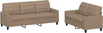 vidaXL Vidaxl - Juego De Sof&aacute;s Con Cojines 2 Piezas Cuero Sint&eacute;tico Capuchino