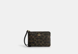 Coach Womens Corner Zip Wristlet in Loved Signature Canvas | PVC
