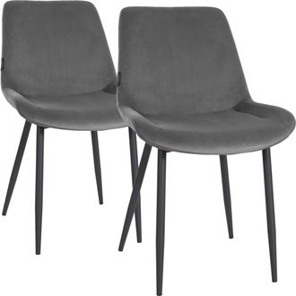 Clp Clp - Set De 2 Sillas De Comedor Victoria En Terciopelo Gris