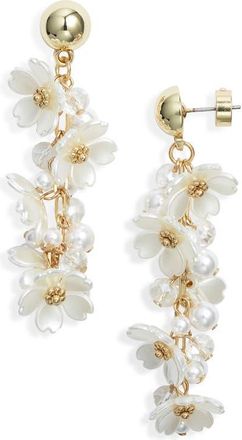 Nordstrom Floral Cascade Linear Drop Earrings in White- Gold at Nordstrom
