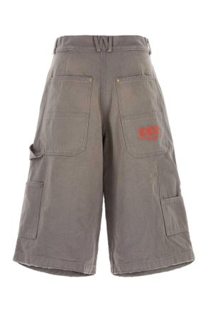Willy Chavarria Mens Grey Denim Stockton Bermuda Shorts Concrete Exterior: Cotton