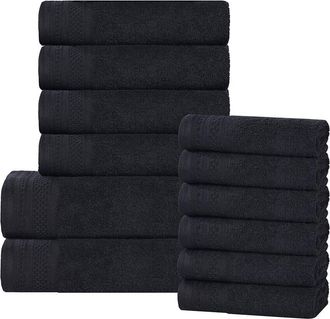 Superior Honeycomb Textured Waffle Border Cotton Medium Weight 12Pc Towel Set