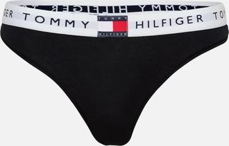 Tommy Hilfiger Womens Heritage Cotton Thong, Black - Black/Black - Size: 18/32in