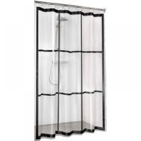 OEM Cortina De Ducha, Libre De Pvc, Impermeable, Para Ba&ntilde;era Y Ducha, Color: Transparente/negro, Ancho X Alto: 180 X 200 Cm