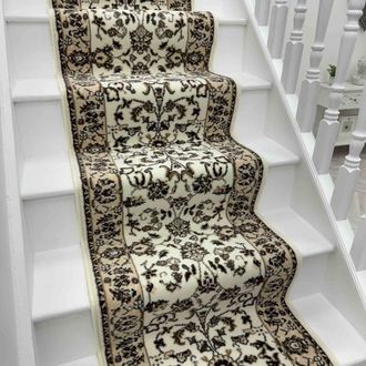 Runrug Stair Runner Carpet for Staircases - Soft & Comfy, 9mm - Traditional in Off-White | Size: 60 cm x 690 cm