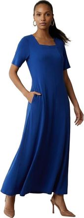 Jessica London Square Neck Maxi Dress in Dark Sapphire at Nordstrom, Size Medium