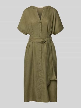 Christian Berg Midikleid aus reinen Leinen mit Tunika-Ausschnitt Modell Soli in Gruen, Gr&ouml;&szlig;e 38