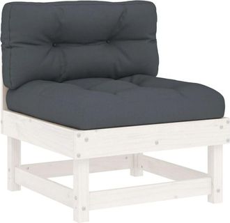 vidaXL Middle Sofa with Cushions White Solid Wood Pine Vidaxl