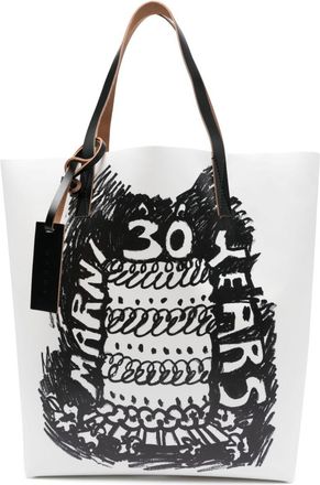 Marni logo-print tote bag - men - Calf Leather/Polyester/Polyurethane - OS - White