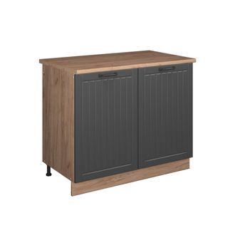 Vicco Mueble Bajo Para Fregadero Fame-line, Gris Oscuro/roble Dorado, 100 Cm, Et Roble, Vicco