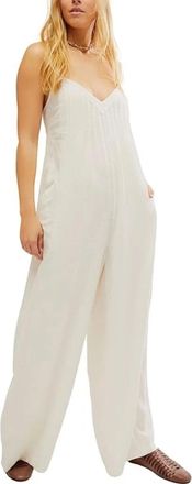 Free People Drifting Dreams Jumpsuit Womens White Sweetheart Neck DDR2810