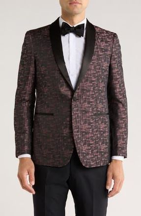 John Varvatos Geometric Patterned Shawl Lapel Dinner Jacket in Pewter/mauve at Nordstrom Rack, Size 40 Regular
