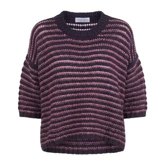Roberto Collina Round-neck Knitwear, female, Multicolor, Size: XS Maglia in cotone con punto scaricato