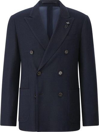 Lardini Dubbelrijige Katoenen Blazer - Heren - Blazers - Blauw - L - Katoen - Jassen