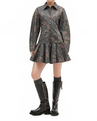 Ganni Floral Shirt Dress In Black