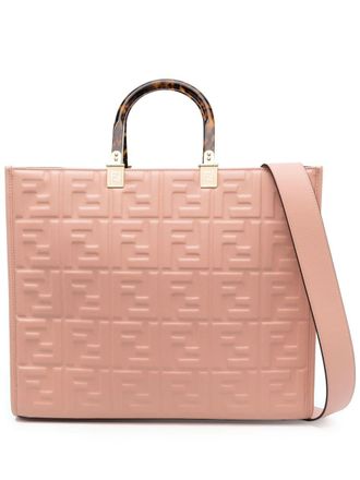 Fendi embossed-FF logo tote bag - Pink
