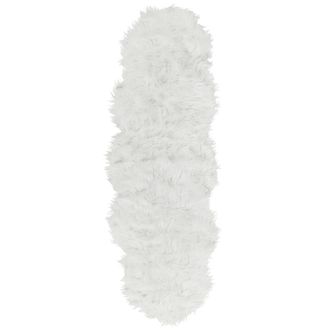 Beliani Alfombra De Piel Sint&eacute;tica De Oveja Acr&iacute;lico Blanco 60 X 180 Cm Mamungari
