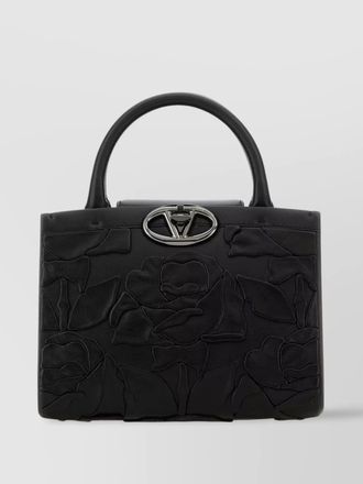Valentino Garavani leather floral embossed top handle bag