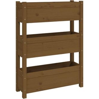 vidaXL Vidaxl - Jardinera De Madera Maciza De Pino Marr&oacute;n Miel 77x25x104,5 Cm
