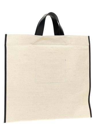 Jil Sander Womens Jute & Cotton Bicolor Tote Beige