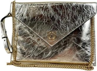 Pinko Platte Handtas Hengsel - Dames - Schoudertassen - Geel - ONE Size - Leer - Tassen