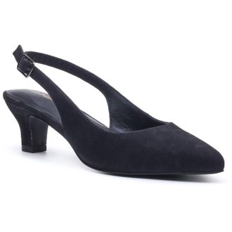 Hush Puppies Nahla Gesp Kitten Heel Dames Zwarte Puntige Slingback Schoenen