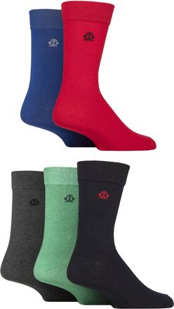 Jeff Banks Mens Plain Socks - Designer Branded for Everday or Suit with Soft Recycled Cotton Multipack of 5 Size 7-11 (UK, Numeric, 7, 11, Regular, Regular, Red/