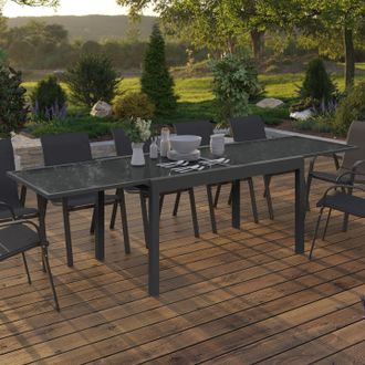 IDMarket Madrid 135-270 Cm Mesa De Jard&iacute;n Rectangular Extensible Para 8-12 Personas, Gris Marengo