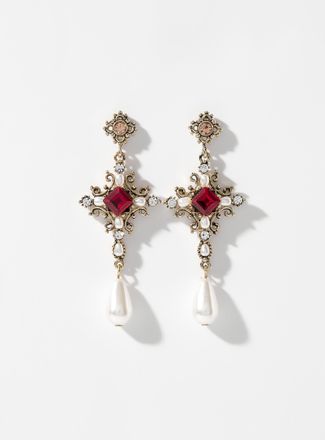 Simons Womens Baroque cross earrings