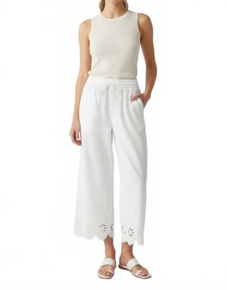 Hem & Thread Vira Embroidery Cut Out Capri Pants In White