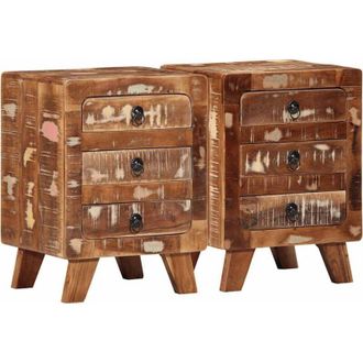 vidaXL Vidaxl - Mesilla De Noche 2 Uds 37x32x50 Cm Madera Maciza Reciclada