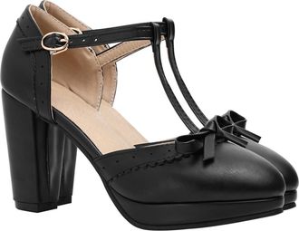 UPKOCH Bowknot Chunky Heels Summer Sandals for Women PU Material High-Heeled Shoes with Rubber Sole Elegant Open Toe Footwear for Parties Office Casual Outdo