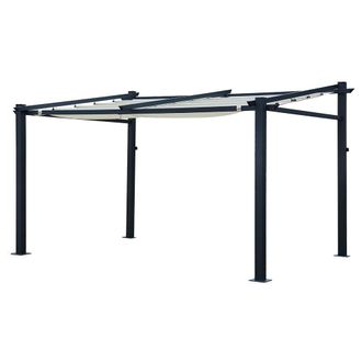Happy Garden P&eacute;rgola mural de 3x4m en aluminio antracita con tela beige