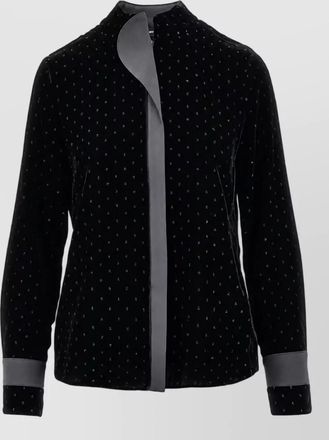 Emporio Armani glittered velvet high-neck long-sleeve blouse