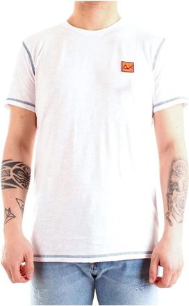 Sun 68 Wit katoenen T-shirt Slim Fit - Heren - T-shirts - Wit - 3XL - Katoen - Tops