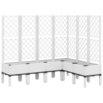 Berkfield Home Garden Planter with Trellis White 160x120x142 cm PP | Size: 160 x 120 x 142 cm