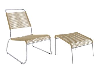 Schubiger M&ouml;bel Spaghetti-Kufen-Lounger-Hochlehner + Hocker S&auml;ntis