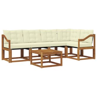 vidaXL Conjunto De Sof&aacute;s De Exterior Con Coj&iacute;n 6 Pcs Natural Y Crema Vidaxl