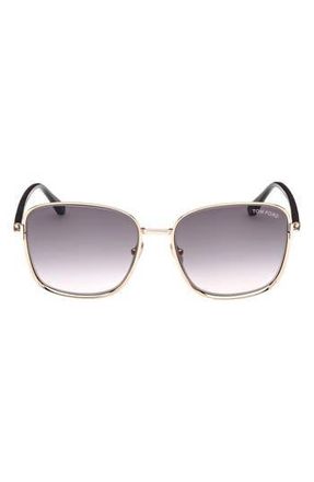 Tom Ford Fern 57mm Square Sunglasses in Shiny Rose Gold /Smoke at Nordstrom Rack