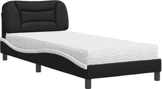 vidaXL Cama Con Colch&oacute;n Cuero Sint&eacute;tico Negro Y Blanco 80x200 Cm Vidaxl